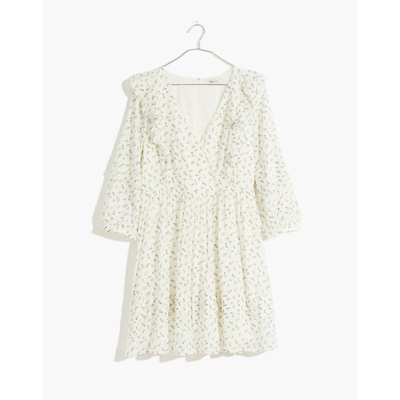 NWT Madewell Ruffled Pleat-Sleeve Mini Dress in Spring Fling 0 - Picture 4 of 4
